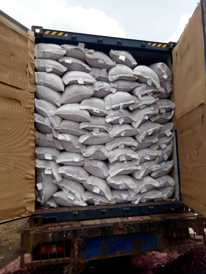 Hibiscus bags loaded in shipping container