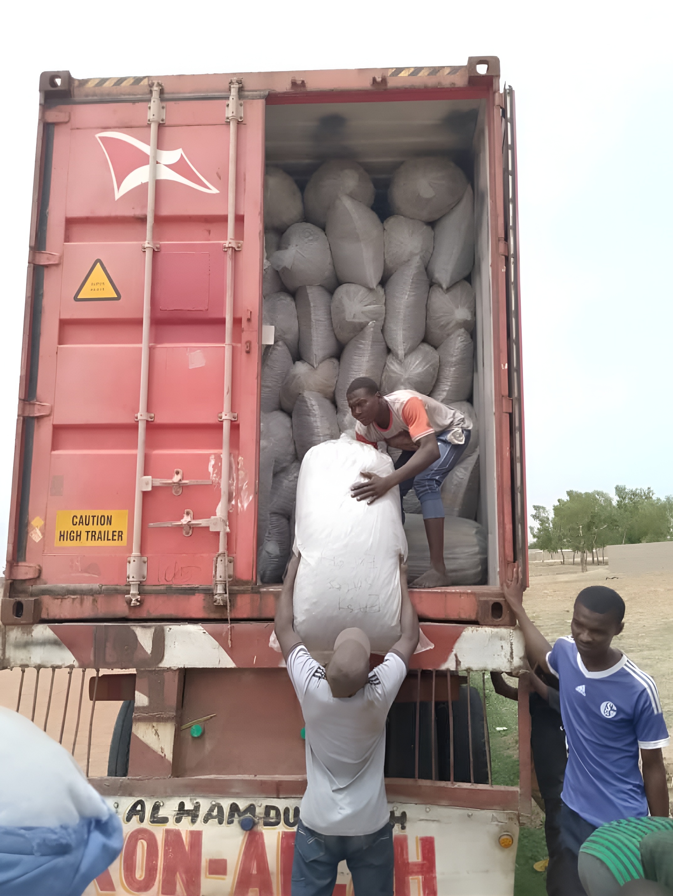 Loading hibiscus into shipping container