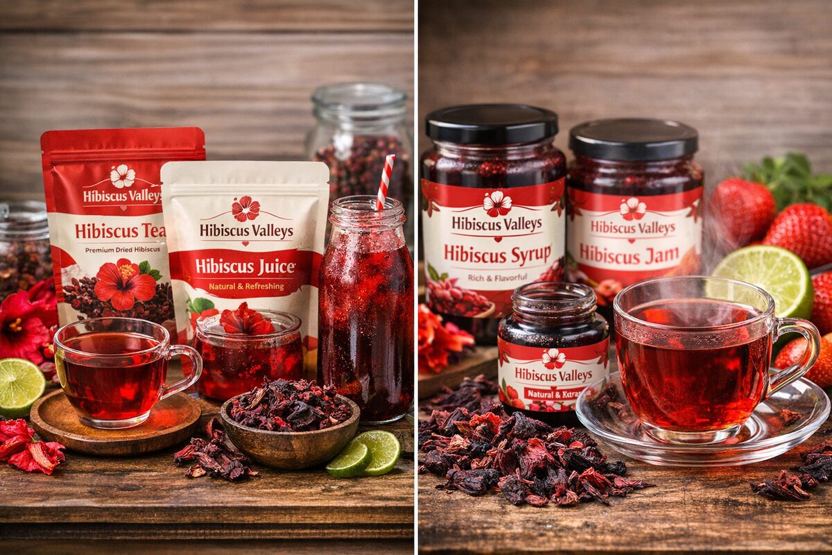 Hibiscus flower products for tea and beverage applications