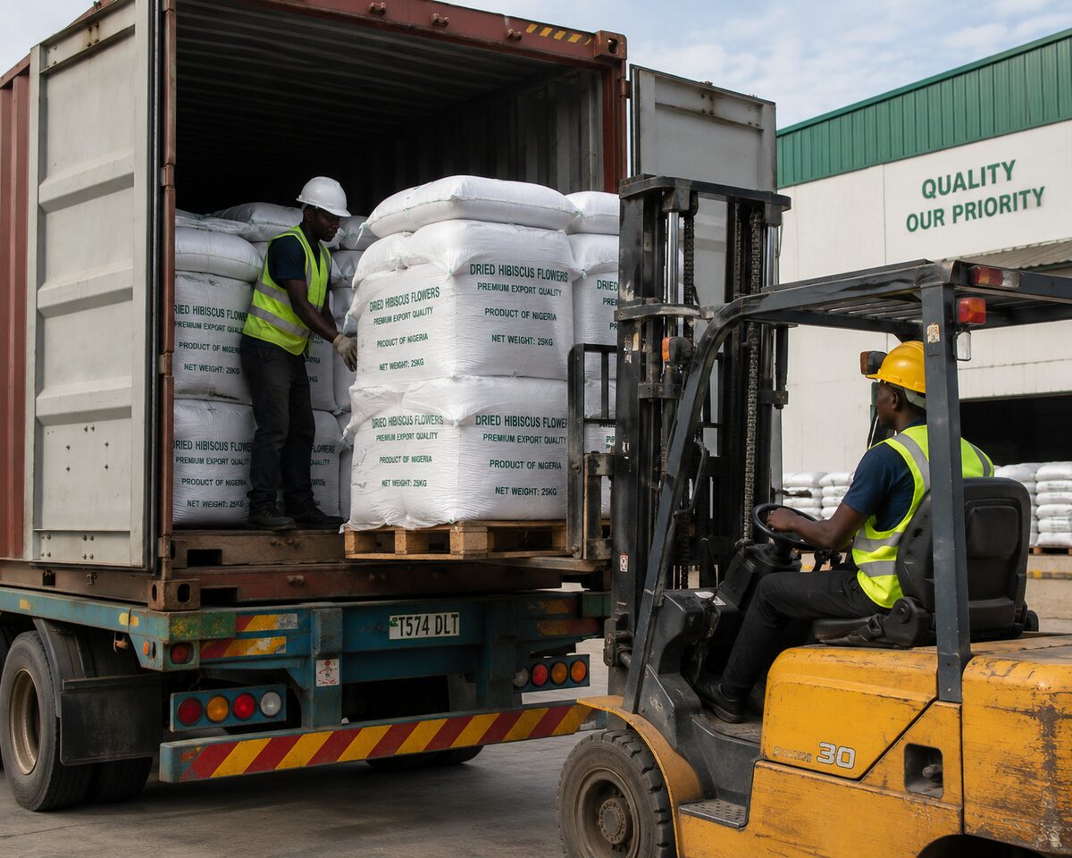 Hibiscus flowers loaded for export transport