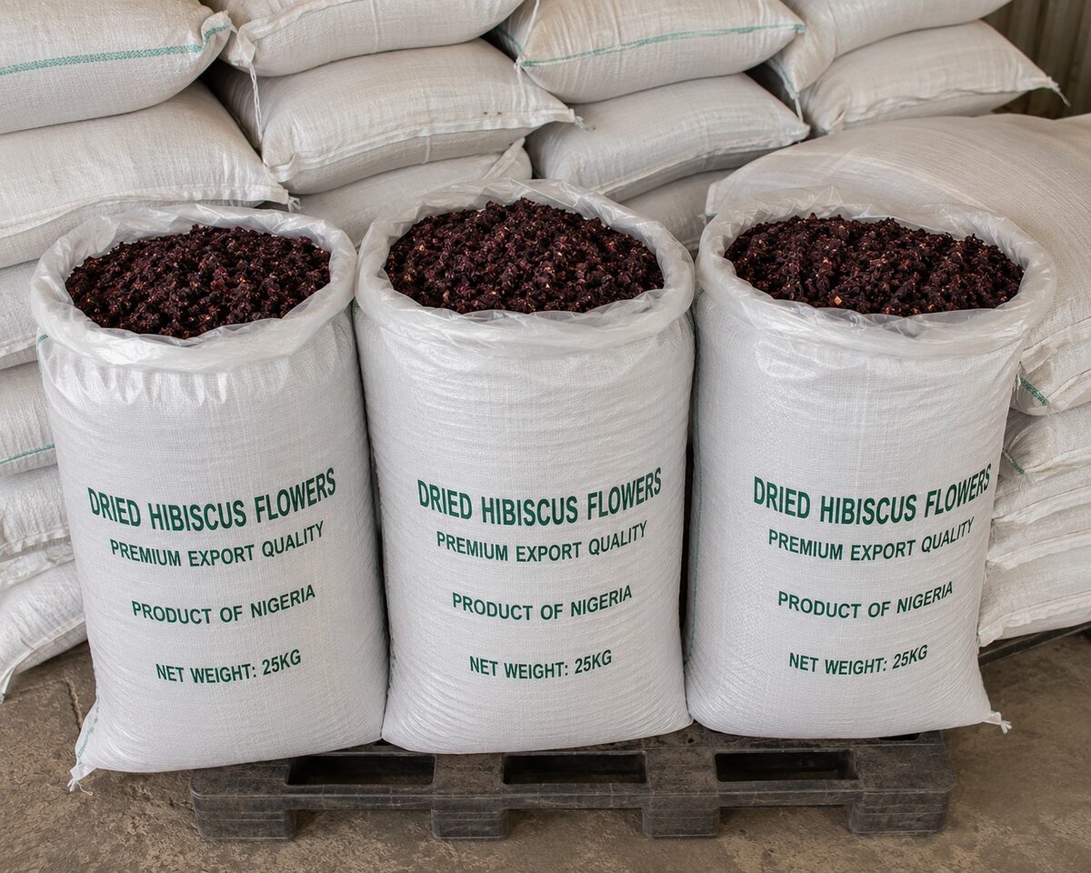 Premium dried hibiscus flowers in 25kg export bags